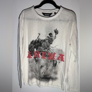 Arima womens/Men’s White Graphic Long Sleeve Shirt size extra small